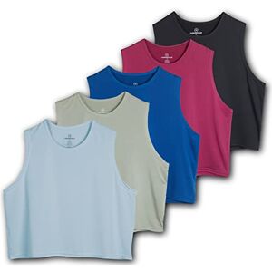 Real Essentials Camiseta corta para mujer, para gimnasio, yoga, entrenamiento, tallas extragrandes disponibles, 5 unidades, XXL Real Essentials Camiseta corta para mujer, para gimnasio, yoga, entrenamiento, tallas extragrandes disponibles, 5 unidades, XXL