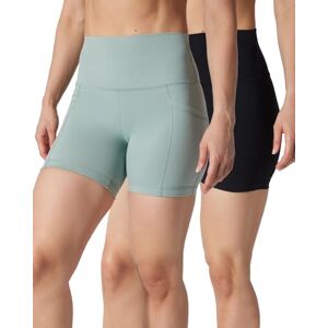 90 Degree By Reflex Pantalones cortos de ciclista de cintura alta para mujer, acanalados, entrenamiento, yoga, correr, control de abdomen, Verde Milieu/Negro (con bolsillo) /Negro (sin bolsillo) 5 90 Degree By Reflex Pantalones cortos de ciclista de cintura alta para mujer, acanalados, entrenamiento, yoga, correr, control de abdomen, Verde Milieu/Negro (con bolsillo) /Negro (sin bolsillo) 5