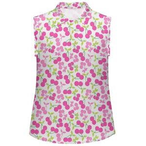 HISHAROZ Camisa de golf sin mangas para mujer, absorbe la humedad, polo atlético, secado rápido, playera sin mangas de golf, Cereza, M HISHAROZ Camisa de golf sin mangas para mujer, absorbe la humedad, polo atlético, secado rápido, playera sin mangas de golf, Cereza, M