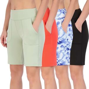 Real Essentials Paquete de 4: Bermudas largas de 9 pulgadas para mujer, pantalones cortos de cintura alta con bolsillos, casual, entrenamiento, atlético, (disponible en plus), set 9, Large Real Essentials Paquete de 4: Bermudas largas de 9 pulgadas para mujer, pantalones cortos de cintura alta con bolsillos, casual, entrenamiento, atlético, (disponible en plus), set 9, Large
