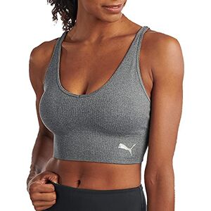 PUMA Sujetador deportivo sin costuras con espejo para mujer, gris jaspeado (Medium Heather Grey), M PUMA Sujetador deportivo sin costuras con espejo para mujer, gris jaspeado (Medium Heather Grey), M