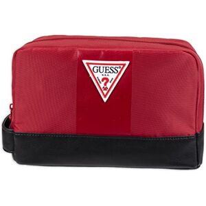GUESS Kit de viaje para hombre, Zip rojo, Talla única GUESS Kit de viaje para hombre, Zip rojo, Talla única
