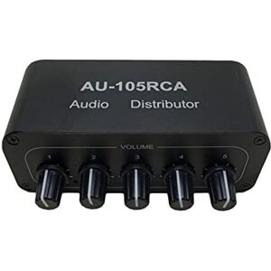 Mautacly Mezclador de audio estéreo, 1 entrada 5 salidas, distribuidor de fuente de audio multicanal, interfaz para amplificadores de potencia Mautacly Mezclador de audio estéreo, 1 entrada 5 salidas, distribuidor de fuente de audio multicanal, interfaz para amplificadores de potencia