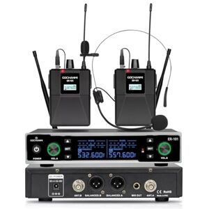 Gochanmi ER101T Sistema de micrófono inalámbrico UHF 2 Manos Libres Solapa/cintillo Alcance 100m,Compatible con Amplificador Sistema PA para Karaoke Domestico Boda DJ Fiesta Iglesia Gochanmi ER101T Sistema de micrófono inalámbrico UHF 2 Manos Libres Solapa/cintillo Alcance 100m,Compatible con Amplificador Sistema PA para Karaoke Domestico Boda DJ Fiesta Iglesia