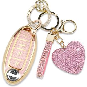 Simocky Funda para Llavero con Diamante Compatible con Llave de Coche Nissan Altima Rogue Sentra Pathfinder Frontier Maxima Titan Murano Kicks Juke Versa (Llavero de 3 Botones Moño Rosa) Simocky Funda para Llavero con Diamante Compatible con Llave de Coche Nissan Altima Rogue Sentra Pathfinder Frontier Maxima Titan Murano Kicks Juke Versa (Llavero de 3 Botones Moño Rosa)