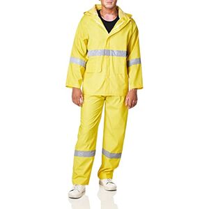 Surtek 137616 Juego de Traje Impermeable con Reflejante de 2 Piezas (Gabardina y Pantalón), color Amarillo, Talla Mediana Surtek 137616 Juego de Traje Impermeable con Reflejante de 2 Piezas (Gabardina y Pantalón), color Amarillo, Talla Mediana