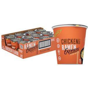 RAMEN EXPRESS Chef Woo Fideos con sabor a pollo, 2.25 onzas cada uno (paquete de 12) Vegetariano Kosher Parve Halal Sin huevos y sin lácteos RAMEN EXPRESS Chef Woo Fideos con sabor a pollo, 2.25 onzas cada uno (paquete de 12) Vegetariano Kosher Parve Halal Sin huevos y sin lácteos