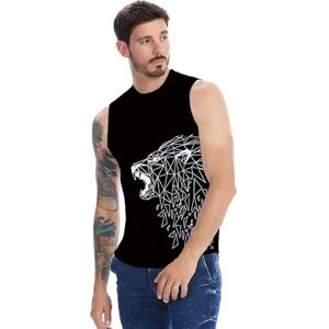 Aditivo Playera Sin Mangas con Estampado Cool Oso Geométrico, Tank Top Hombre Cómoda Casual y Juvenil. (Negro m) Aditivo Playera Sin Mangas con Estampado Cool Oso Geométrico, Tank Top Hombre Cómoda Casual y Juvenil. (Negro m)