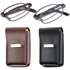 Success Eyewear anteojos de lectura de éxito con lectores plegables de moda con fundas de piel para leer para hombres y mujeres, 2 unidades, Juego de bronce y café, Talla unica Success Eyewear anteojos de lectura de éxito con lectores plegables de moda con fundas de piel para leer para hombres y mujeres, 2 unidades, Juego de bronce y café, Talla unica