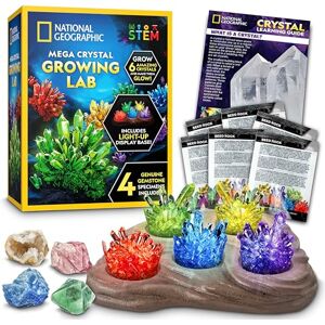 Blue Marble NATIONAL GEOGRAPHIC Mega Crystal Growing Lab Cultiva 6 cristales vibrantes, los cristales crecen rápidamente en 3-4 días, incluye un soporte de exhibición iluminado, una guía de aprendizaje a todo color y 4 muestras de cristal genuino Blue Marble NATIONAL GEOGRAPHIC Mega Crystal Growing Lab Cultiva 6 cristales vibrantes, los cristales crecen rápidamente en 3-4 días, incluye un soporte de exhibición iluminado, una guía de aprendizaje a todo color y 4 muestras de cristal genuino