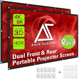 AKIA SCREENS visualización de proyector de doble proyección de 120 pulgadas, frontal y trasera 16:9, portátil, plegable, antiarrugas, 8K / 4K Ultra HD lista para interiores y exteriores AKIA SCREENS visualización de proyector de doble proyección de 120 pulgadas, frontal y trasera 16:9, portátil, plegable, antiarrugas, 8K / 4K Ultra HD lista para interiores y exteriores