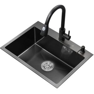 PHSP Grifos para Fregadero Fregadero Doméstico Comercial De Acero Inoxidable. Fregadero De Cocina De Un Seno De Varios Tamaños Fregadero De Sifón De Barra con Cesto De Drenaje para Grifo Extraíble (Color PHSP Grifos para Fregadero Fregadero Doméstico Comercial De Acero Inoxidable. Fregadero De Cocina De Un Seno De Varios Tamaños Fregadero De Sifón De Barra con Cesto De Drenaje para Grifo Extraíble (Color