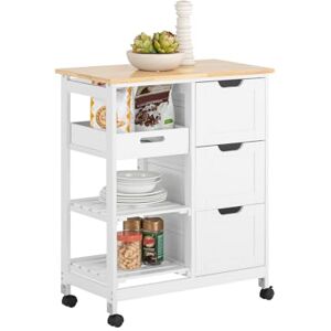 SoBuy Carro de Cocina con Ruedas y Frenos Isla Móvil para Restaurante u Hogar Carrito de Servicio con Almacenamiento – 4 Ruedas Giratorias Estación Auxiliar para Comidas(Blanco FKW79-W) SoBuy Carro de Cocina con Ruedas y Frenos Isla Móvil para Restaurante u Hogar Carrito de Servicio con Almacenamiento – 4 Ruedas Giratorias Estación Auxiliar para Comidas(Blanco FKW79-W)