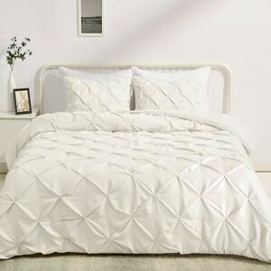 Amazon Basics Juego de edredón cálido y transpirable, para todas las estaciones, juego alternativo de plumón de 3 piezas, diseño plisado, matrimonial/Queen, color crema Amazon Basics Juego de edredón cálido y transpirable, para todas las estaciones, juego alternativo de plumón de 3 piezas, diseño plisado, matrimonial/Queen, color crema