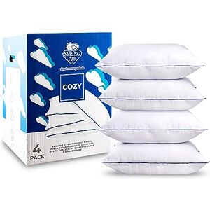Spring Air Pack 4 Almohadas Cozy Tamaño Estándar Relleno de Microfibra de Gel Confort Semi Firme Confort y Suavidad Termoregulable Anti Ácaros, Hipoalergénica y Lavable Spring Air Pack 4 Almohadas Cozy Tamaño Estándar Relleno de Microfibra de Gel Confort Semi Firme Confort y Suavidad Termoregulable Anti Ácaros, Hipoalergénica y Lavable