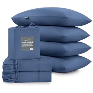 REAL TEXTIL Paquete de 2 Juegos de Sábanas de Microfibra, Suaves, Frescas (Azul, Queen Size) REAL TEXTIL Paquete de 2 Juegos de Sábanas de Microfibra, Suaves, Frescas (Azul, Queen Size)