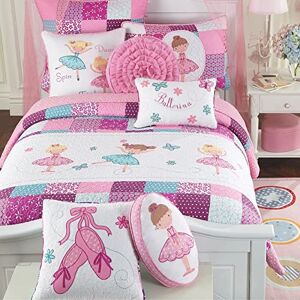 Cozy Line Home Fashions Little Dancer Juego de ropa de cama reversible de 100% algodón con bordado floral de mariposa, colcha (Queen, 8 piezas: 1 edredón + 2 fundas estándar + 5 almohadas decorativas) Cozy Line Home Fashions Little Dancer Juego de ropa de cama reversible de 100% algodón con bordado floral de mariposa, colcha (Queen, 8 piezas: 1 edredón + 2 fundas estándar + 5 almohadas decorativas)