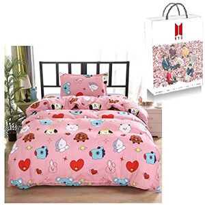 PINGJING Kpop Cartoon Cute Juego de ropa de cama de algodón cómodo 3 piezas para ropa de cama, funda de edredón y funda de almohada con bolsa de papel para niños Bangtan, BTS Bangtan Boys, Bangtan niños, Doble, 1 PINGJING Kpop Cartoon Cute Juego de ropa de cama de algodón cómodo 3 piezas para ropa de cama, funda de edredón y funda de almohada con bolsa de papel para niños Bangtan, BTS Bangtan Boys, Bangtan niños, Doble, 1