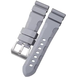 BHOLSA Correa de reloj de silicona para reloj Panerai de 24 mm y 26 mm, correa de goma deportiva impermeable (gris-plata, 24 mm) BHOLSA Correa de reloj de silicona para reloj Panerai de 24 mm y 26 mm, correa de goma deportiva impermeable (gris-plata, 24 mm)