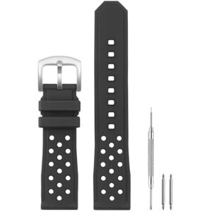 HANYTON Compatible con TAG Heuer Watch Correa de 22 mm, correa de repuesto de goma de silicona suave para TAG Heuer Watch Formula 1 Series, negro (hebilla negra/plateada) HANYTON Compatible con TAG Heuer Watch Correa de 22 mm, correa de repuesto de goma de silicona suave para TAG Heuer Watch Formula 1 Series, negro (hebilla negra/plateada)