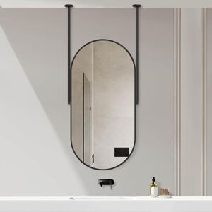 Renmlion Espejos ovalados decorativos para espejos de maquillaje de tocador de pared, espejo de baño negro espejo colgante de techo para sala de estar espejo montado en el techo barra colgante ( Size : 40cmx60 Renmlion Espejos ovalados decorativos para espejos de maquillaje de tocador de pared, espejo de baño negro espejo colgante de techo para sala de estar espejo montado en el techo barra colgante ( Size : 40cmx60