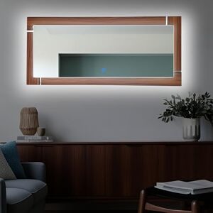 ARD Espejo Decorativo de Pared con luz LED Ambiental y Marco de Madera 135x58 cm Glanz Luminous Oak Grand luz indirecta, diseño cálido y Moderno Ideal para Sala, Comedor o recámara ARD Espejo Decorativo de Pared con luz LED Ambiental y Marco de Madera 135x58 cm Glanz Luminous Oak Grand luz indirecta, diseño cálido y Moderno Ideal para Sala, Comedor o recámara