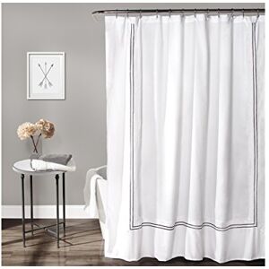 Lush Decor Hotel Collection Cortina de Ducha de Tela Minimalista Estilo Liso, diseño de baño, 72 x 72 Pulgadas, Blanco y Gris Lush Decor Hotel Collection Cortina de Ducha de Tela Minimalista Estilo Liso, diseño de baño, 72 x 72 Pulgadas, Blanco y Gris