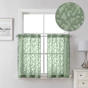 Lecloud Leia Cortinas Transparentes de 36 Pulgadas Verde Salvia Niveles para Cocina 2 Piezas, Bolsillos Dobles para Varilla Cortina de Ventana para Sala de Estar para Ventana Pequeña, Hojas Jacquard Lecloud Leia Cortinas Transparentes de 36 Pulgadas Verde Salvia Niveles para Cocina 2 Piezas, Bolsillos Dobles para Varilla Cortina de Ventana para Sala de Estar para Ventana Pequeña, Hojas Jacquard