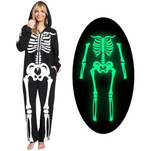 Spooktacular Creations Trajes de esqueleto para adultas Mujer mono de esqueleto que brilla en la oscuridad Pijama mono con capucha y cremallera Traje de disfraz de Halloween, XXL Spooktacular Creations Trajes de esqueleto para adultas Mujer mono de esqueleto que brilla en la oscuridad Pijama mono con capucha y cremallera Traje de disfraz de Halloween, XXL