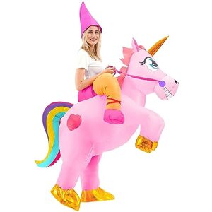 Spooktacular Creations Traje inflable para adultos, Traje de Halloween de lujo con sombrero de montar un unicornio para fiestas de disfraces de Halloween, Rosa, Talla XL (71 pulgadas) Spooktacular Creations Traje inflable para adultos, Traje de Halloween de lujo con sombrero de montar un unicornio para fiestas de disfraces de Halloween, Rosa, Talla XL (71 pulgadas)