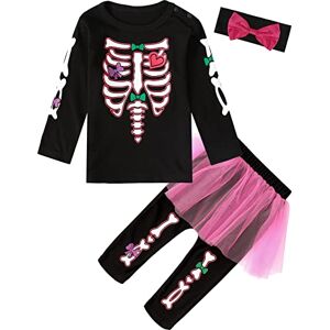 COSLAND Disfraz de esqueleto para niña pequeña, disfraz de Halloween, talla 2T COSLAND Disfraz de esqueleto para niña pequeña, disfraz de Halloween, talla 2T