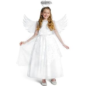 Spooktacular Creations Disfraz de ángel de Halloween para niñas, vestido de princesa para niños pequeños, juego de ángel de tul con accesorios para fiestas de juegos de rol de Halloween, blanco, L Spooktacular Creations Disfraz de ángel de Halloween para niñas, vestido de princesa para niños pequeños, juego de ángel de tul con accesorios para fiestas de juegos de rol de Halloween, blanco, L