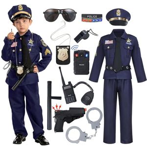 Spooktacular Creations Disfraz de policía de Halloween para niños, disfraz de oficial de policía azul oscuro para niños, fiesta temática de juego de rol (L, 10-12 años) Spooktacular Creations Disfraz de policía de Halloween para niños, disfraz de oficial de policía azul oscuro para niños, fiesta temática de juego de rol (L, 10-12 años)