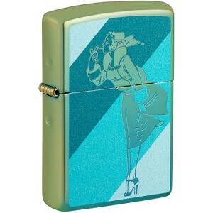 Zippo Encendedor de Bolsillo de Color Verde Azulado con Alto Pulido Windy Design Zippo Encendedor de Bolsillo de Color Verde Azulado con Alto Pulido Windy Design