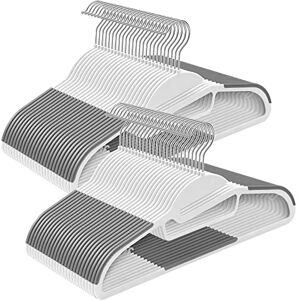 SONGMICS 50 Perchas de Plástico, Antideslizantes, Ahorro de Espacio, 41,5 cm de Largo, Gancho Giratorio 360º, Blanco y Gris Oscuro MCRP041WG03 SONGMICS 50 Perchas de Plástico, Antideslizantes, Ahorro de Espacio, 41,5 cm de Largo, Gancho Giratorio 360º, Blanco y Gris Oscuro MCRP041WG03
