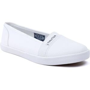 Nautica Tenis de lona sin cordones para mujer, zapatos casuales cómodos para caminar con plantilla acolchada, zapatos planos ligeros para uso diario, Blanco, 24.5 Nautica Tenis de lona sin cordones para mujer, zapatos casuales cómodos para caminar con plantilla acolchada, zapatos planos ligeros para uso diario, Blanco, 24.5