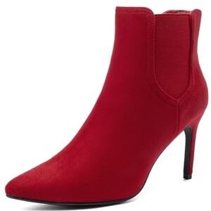 DREAM PAIRS Botas de TAC?n Alto para Mujer con Puntera Puntiaguda, Kizzy-1 Red/Suede, 6 US DREAM PAIRS Botas de TAC?n Alto para Mujer con Puntera Puntiaguda, Kizzy-1 Red/Suede, 6 US