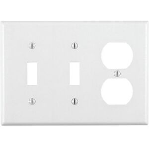 Leviton 88021 Placa de pared con combinación de dispositivo dúplex de 3 unidades, tamaño estándar, termoestable, montaje de dispositivo, color blanco Leviton 88021 Placa de pared con combinación de dispositivo dúplex de 3 unidades, tamaño estándar, termoestable, montaje de dispositivo, color blanco