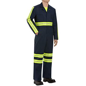 Red Kap Men's Enhanced Visibility Action Back Coverall, Navy with Yellow/Green Visibility Trim, 48 Red Kap Men's Enhanced Visibility Action Back Coverall, Navy with Yellow/Green Visibility Trim, 48