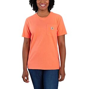 Carhartt 103067 WK87 Playera de Manga Corta con Bolsillo para Mujer, Electric Coral, Small Carhartt 103067 WK87 Playera de Manga Corta con Bolsillo para Mujer, Electric Coral, Small