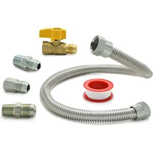 TT FLEX One Stop Kit de Conexión de Acero Inoxidable de 22 Pulgadas Con Válvula de Cierre de Latón de 1/2 Pulgadas y Accesorios Para Troncos de Gas, Estufa, Calentador de Cochera TT FLEX One Stop Kit de Conexión de Acero Inoxidable de 22 Pulgadas Con Válvula de Cierre de Latón de 1/2 Pulgadas y Accesorios Para Troncos de Gas, Estufa, Calentador de Cochera