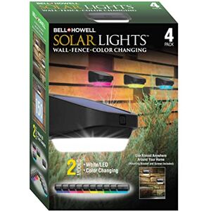 Bell+Howell Luces solares para valla de cubierta para exteriores, impermeables, para patio, escaleras, camino, porche, entrada, patio o jardín, iluminación blanca y LED, 4 paquetes Bell+Howell Luces solares para valla de cubierta para exteriores, impermeables, para patio, escaleras, camino, porche, entrada, patio o jardín, iluminación blanca y LED, 4 paquetes