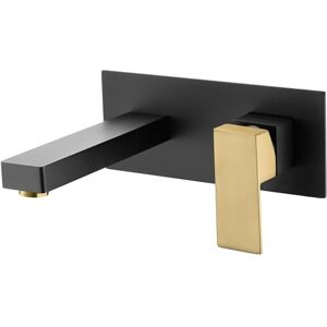 sumerain llave de baño para montaje en pared, acabado negro y dorado, llave de lavabo con válvula rugosa sumerain llave de baño para montaje en pared, acabado negro y dorado, llave de lavabo con válvula rugosa