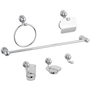 DICA , Juego de Accesorios 6 Piezas, Zamac, Vidrio, Acabado Cromo, Incluye Toallero Argolla y Barra, Portarrollo con Cubierta, Gancho, Jabonera, Porta Vaso, Vaso, 1200 DICA , Juego de Accesorios 6 Piezas, Zamac, Vidrio, Acabado Cromo, Incluye Toallero Argolla y Barra, Portarrollo con Cubierta, Gancho, Jabonera, Porta Vaso, Vaso, 1200
