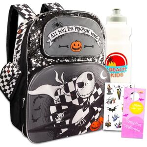 Disney Nightmare Before Christmas Mochila para niños, paquete con mochila Jack Skellington de 16 pulgadas, botella de agua, calcomanías y más, juego de mochila Nightmare Before Christmas, Bolsa Disney Nightmare Before Christmas Mochila para niños, paquete con mochila Jack Skellington de 16 pulgadas, botella de agua, calcomanías y más, juego de mochila Nightmare Before Christmas, Bolsa