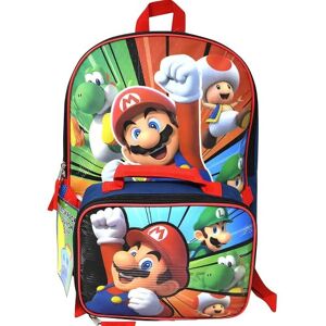 Bioworld Super Mario Mochila grande de 16 pulgadas con bolsa de almuerzo, Multi, Moderno Bioworld Super Mario Mochila grande de 16 pulgadas con bolsa de almuerzo, Multi, Moderno