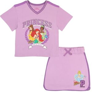 Disney Princess, Lilo and Stitch, Minnie Mouse, Moana y Frozen Girls 2 piezas, playera de manga corta y falda para niños, Púrpura, 4-5 Disney Princess, Lilo and Stitch, Minnie Mouse, Moana y Frozen Girls 2 piezas, playera de manga corta y falda para niños, Púrpura, 4-5