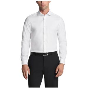 Calvin Camisa de Vestir para Hombre, Ajuste Ajustado, no Necesita Planchado, Color Liso, Blanco, 17" Cuello 32"-33" Manga Calvin Camisa de Vestir para Hombre, Ajuste Ajustado, no Necesita Planchado, Color Liso, Blanco, 17" Cuello 32"-33" Manga