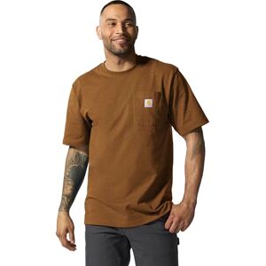 Carhartt Playera para hombre, ropa de trabajo con bolsillo y manga corta, color nogal engrasado, talla mediana Carhartt Playera para hombre, ropa de trabajo con bolsillo y manga corta, color nogal engrasado, talla mediana