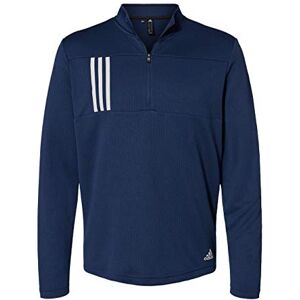 Adidas A482-2XL Sudadera de punto doble con cierre de un cuarto de punto con 3 rayas, color azul marino/gris, dos Adidas A482-2XL Sudadera de punto doble con cierre de un cuarto de punto con 3 rayas, color azul marino/gris, dos